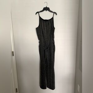 Charcoal gray wide leg glitter jumpsuit